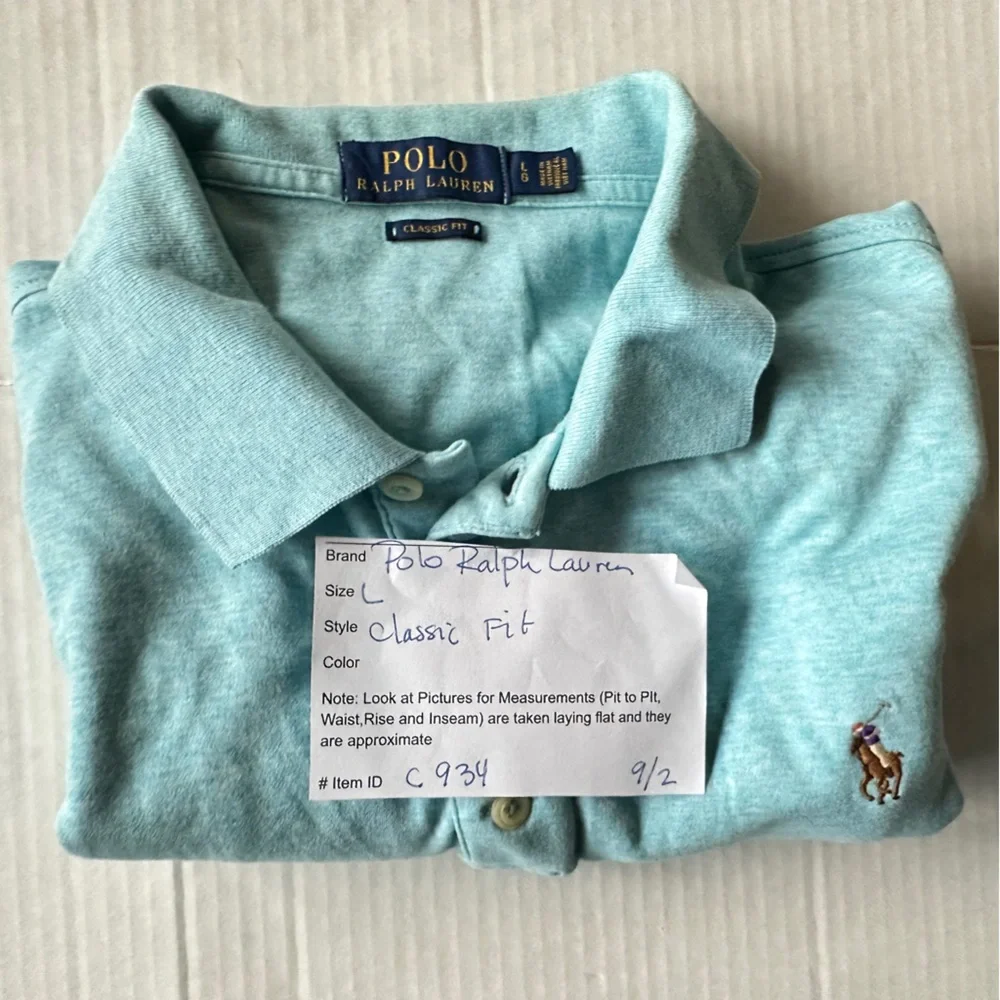 Ralph Lauren Men's Light Blue Polo Shirt with‎ Embroidered Pony